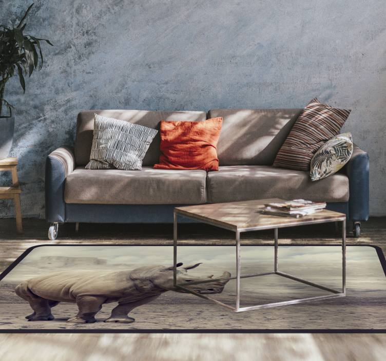 Alfombra vinílica animales majestuosa escena de rinocerontes - TenVinilo