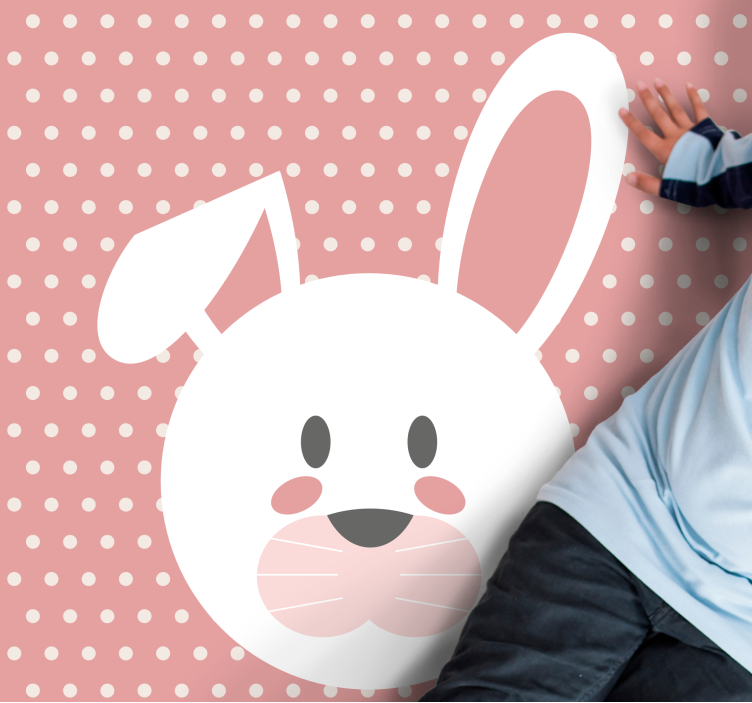 Alfombra vinílica bebé conejito de lunares - TenVinilo
