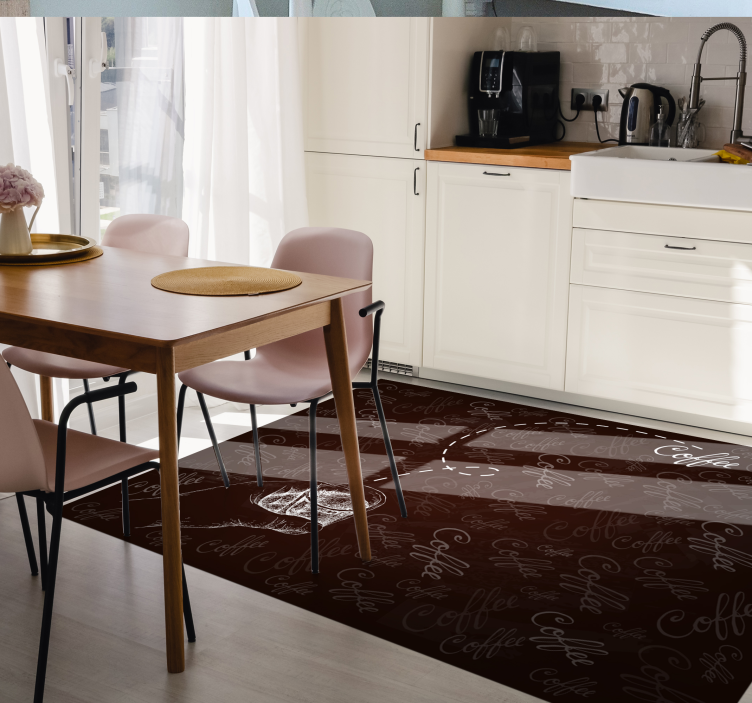 Alfombra vinilo cocina patrón de café - TenVinilo
