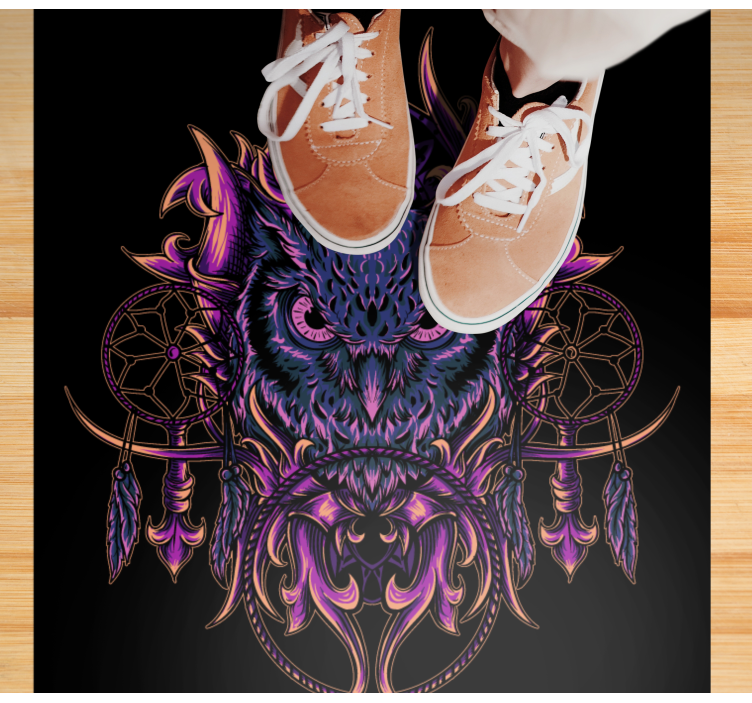 Alfombra vinílica animales arte de atrapasueños de búho - TenVinilo