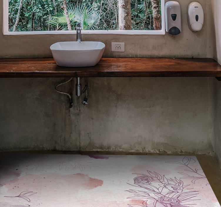 Alfombra de vinilo étnica flores colores pastel - TenVinilo