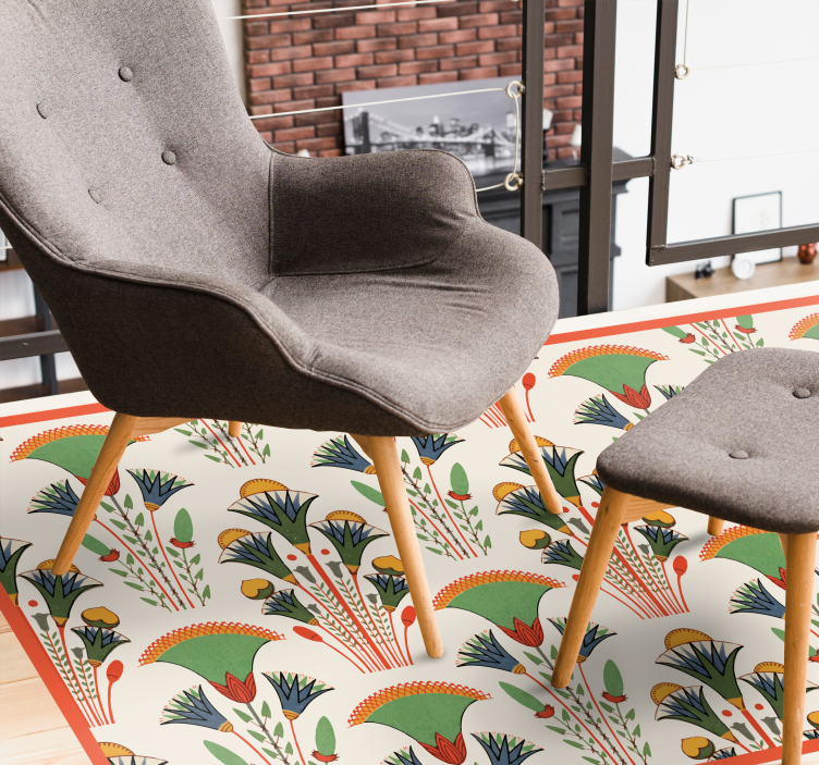 Alfombra vinílica flores patrón vintage escandinavo - TenVinilo