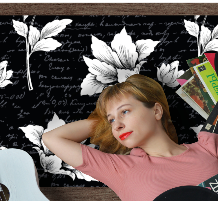 Alfombra vinílica flores elegante elemento botánico - TenVinilo