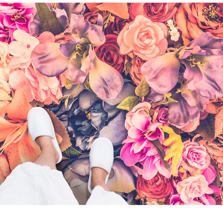 Alfombra vinílica flores elemento floral vibrante - TenVinilo
