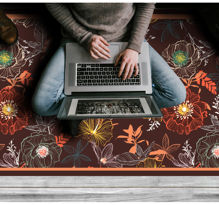 Alfombra vinílica flores diseño vintage de explosión - TenVinilo