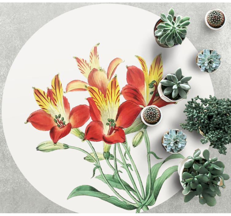 Alfombra vinílica flores rosas rojas vibrantes - TenVinilo