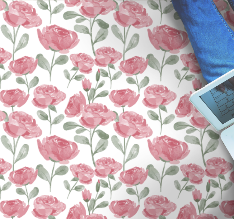 Alfombra vinílica flores motivo botánico de amapolas - TenVinilo