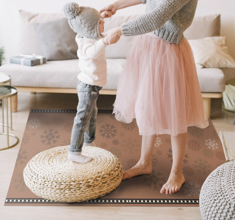 Alfombra vinílica flores motivo de copo de nieve - TenVinilo