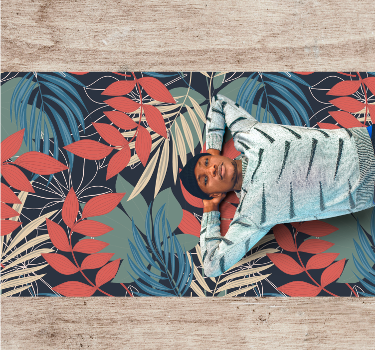 Alfombra vinílica flores patrón de hojas vibrantes - TenVinilo