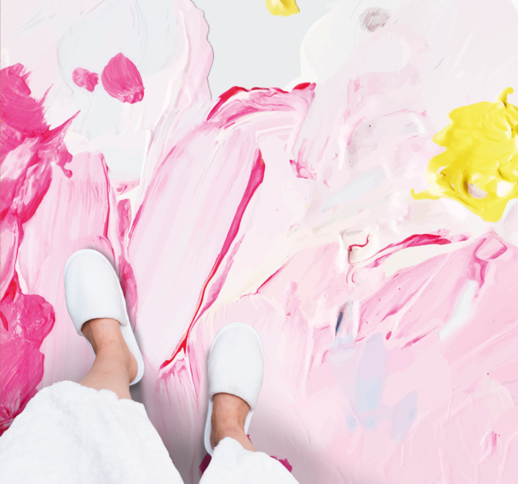 Alfombra vinílica juvenil pinceladas abstractas - TenVinilo