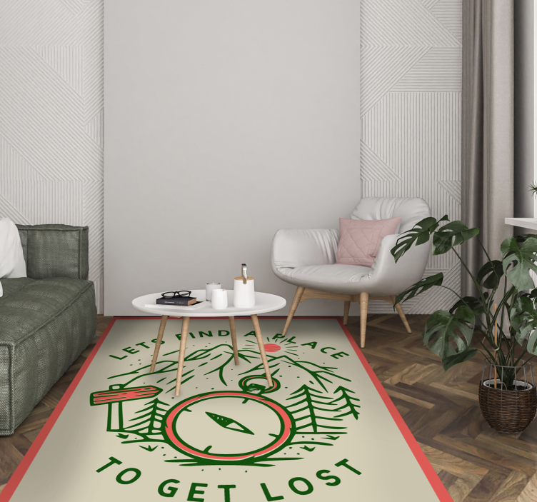 Alfombra vinílica frase explorar la brújula de aventura - TenVinilo