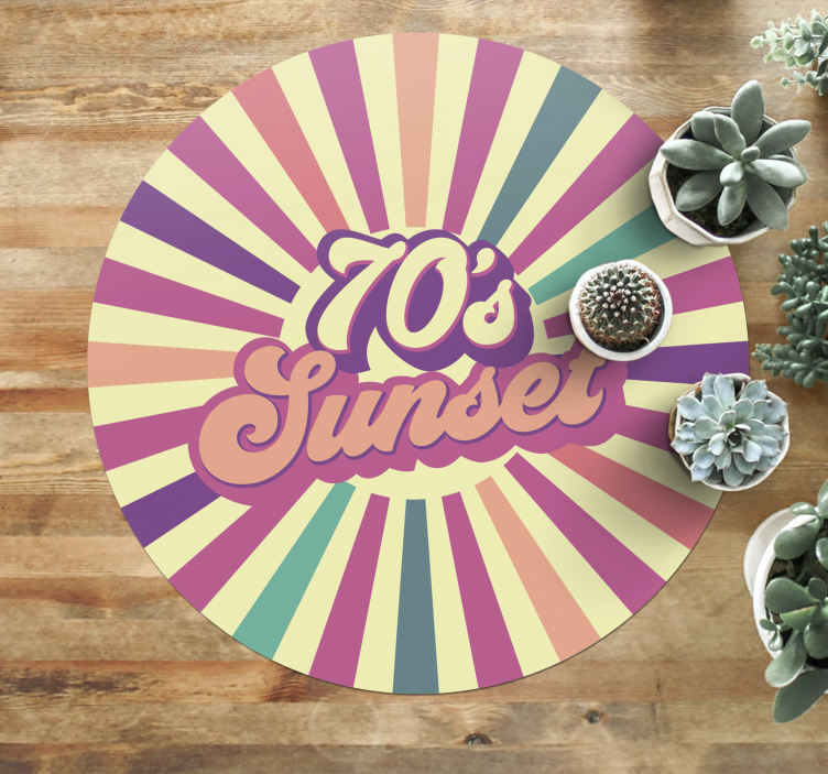 Alfombra vinílica frase vibraciones del atardecer de los 70 - TenVinilo