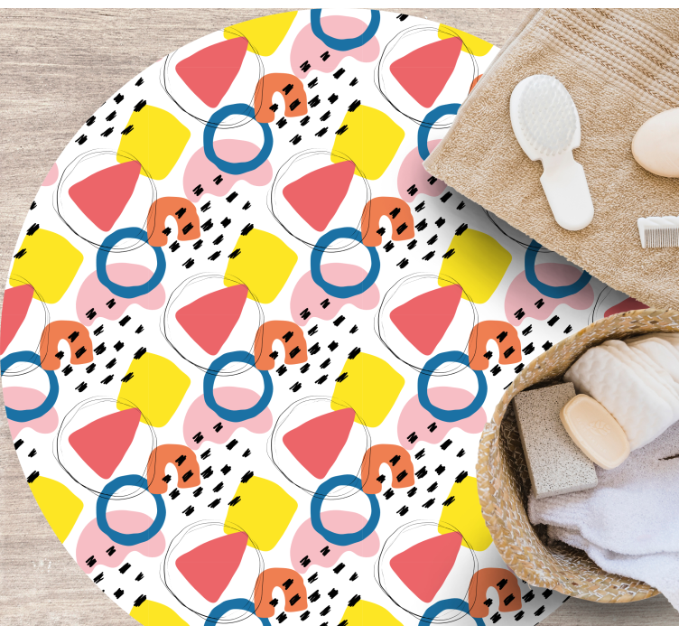 Alfombra vinílica minimalista arreglos de formas vibrantes - TenVinilo