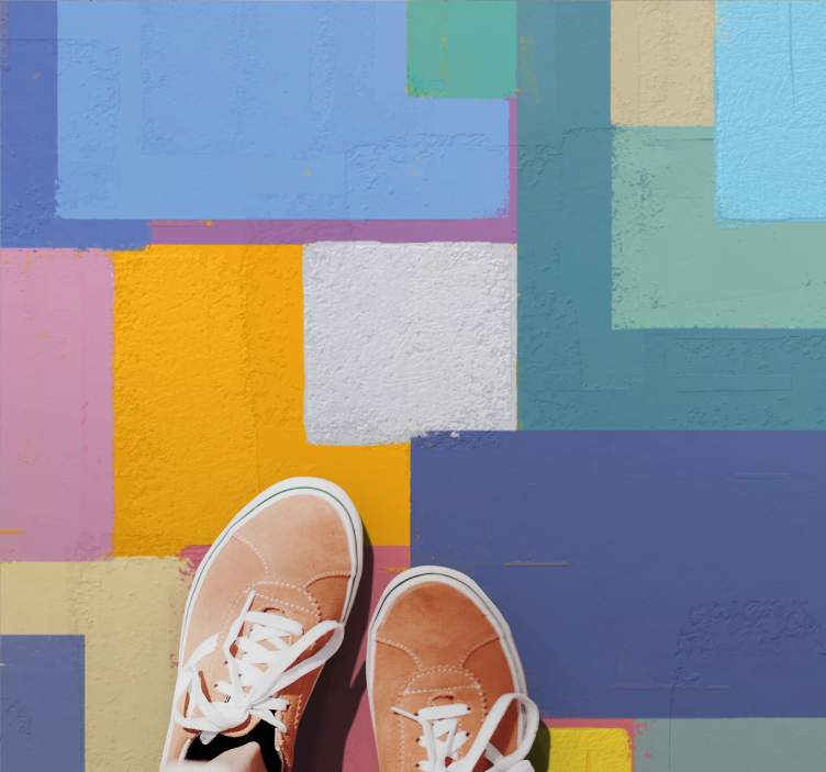 Alfombra vinílica geométrica cubos abstractos vibrantes - TenVinilo