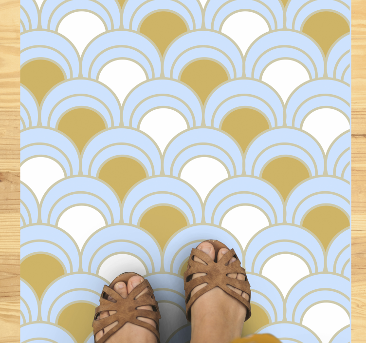 Alfombra vinílica geométrica patrón curvo azul - TenVinilo