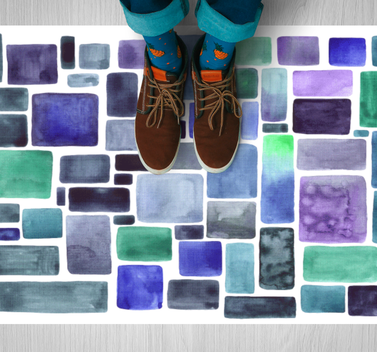 Alfombra vinílica imitación tonos azules bloque - TenVinilo