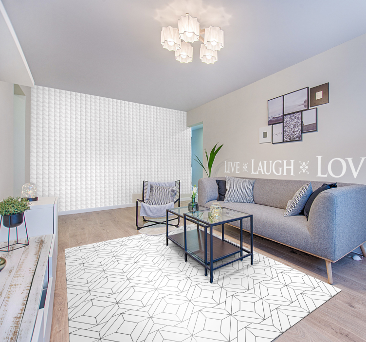 Alfombra vinílica geométrica patrón blanco - TenVinilo