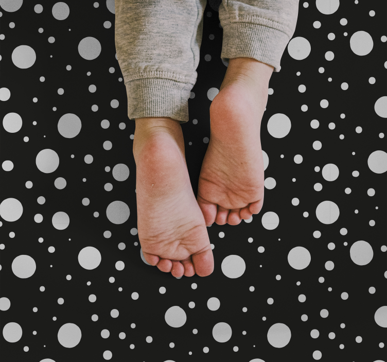 Alfombra vinílica bebé lunares grises y negros - TenVinilo