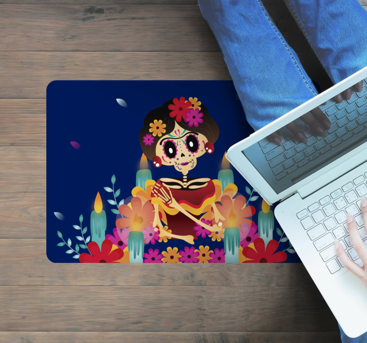 Alfombra vinílica Halloween esqueleto festivo - TenVinilo