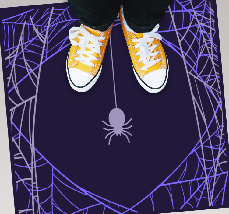 Alfombra vinílica Halloween patrón de telaraña - TenVinilo