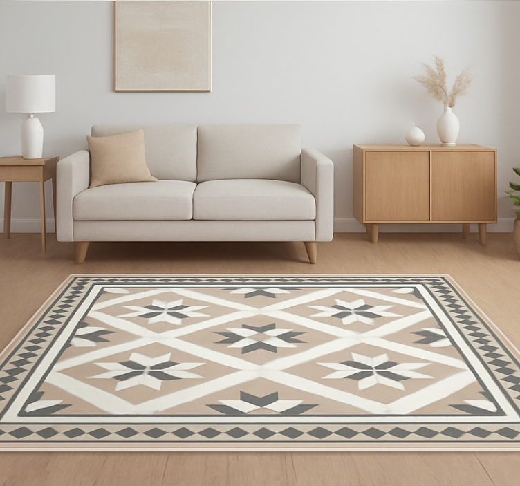 Alfombra vinílica hidráulica estilo marroquí beige - TenVinilo