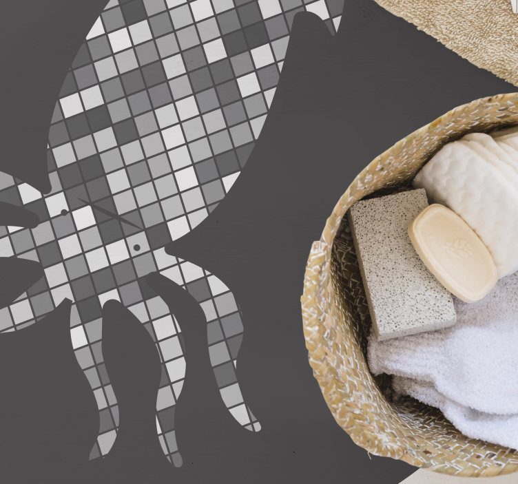 Alfombra vinílica hidráulica silueta de calamar mosaico - TenVinilo