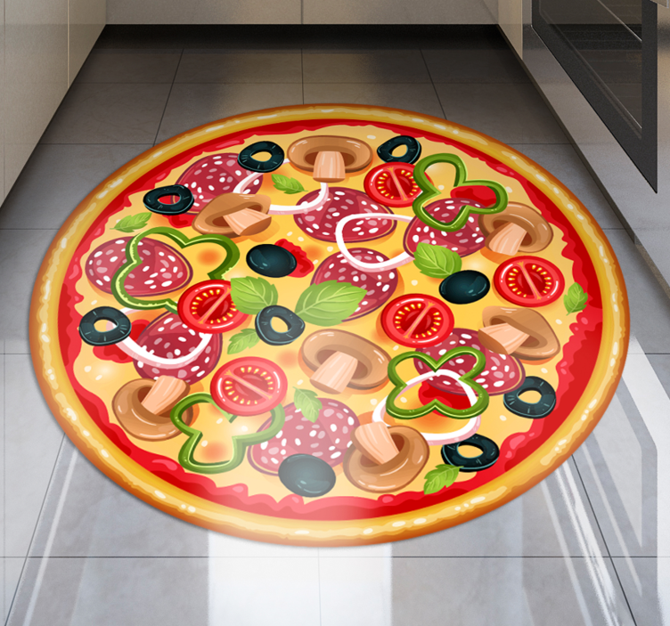 Alfombra de vinilo para cocina deliciosa porción de pizza - TenVinilo