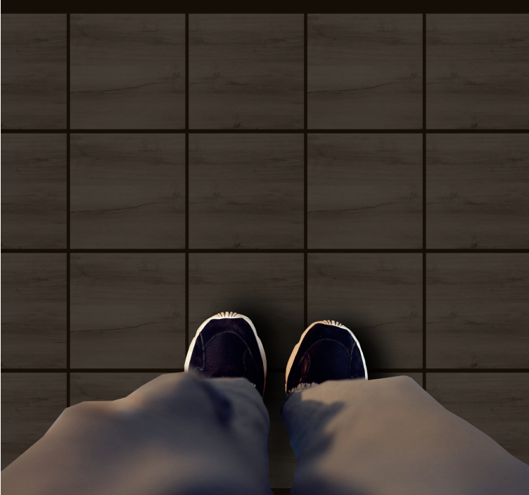 Alfombra vinílica imitación madera baldosas de madera oscura - TenVinilo