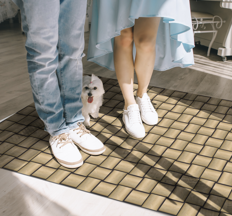 Alfombra vinílica imitación madera patrón marrón - TenVinilo