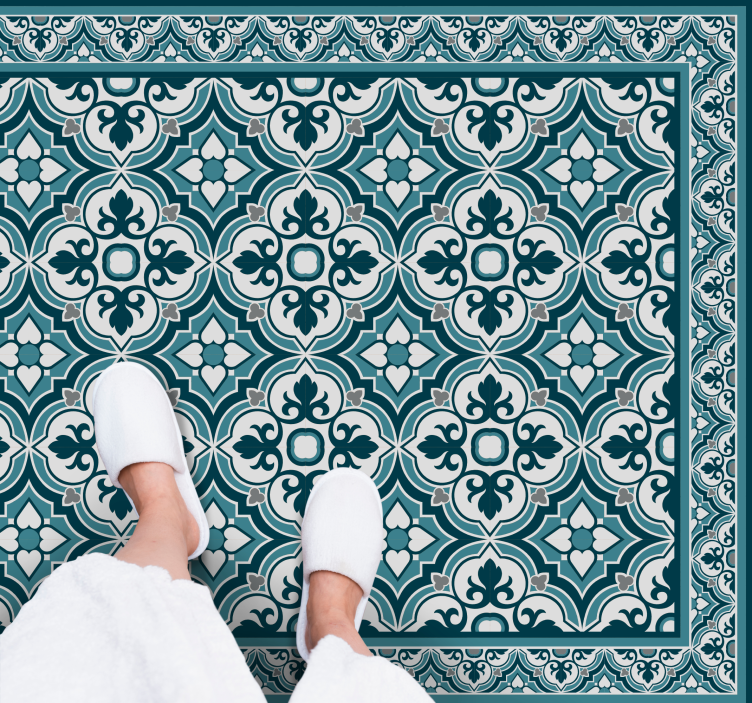 Alfombra vinílica hidráulica elegante motivo azul - TenVinilo