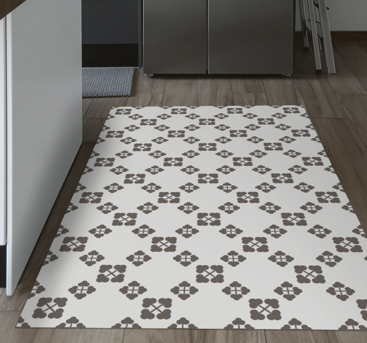 Alfombra vinílica naturaleza diseño de cuatro tréboles beige - TenVinilo