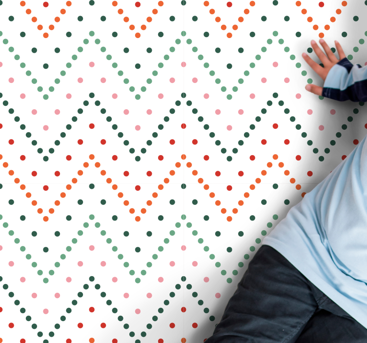 Alfombra vinílica infantil patrón chevron colorido - TenVinilo