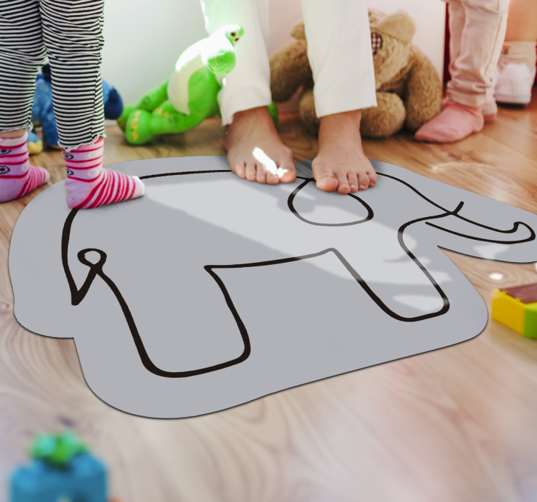 Alfombra vinílica infantil contorno de elefante - TenVinilo