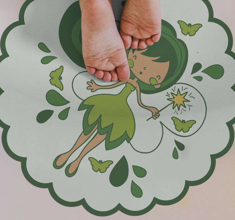 Alfombra vinílica infantil personaje de hada verde - TenVinilo