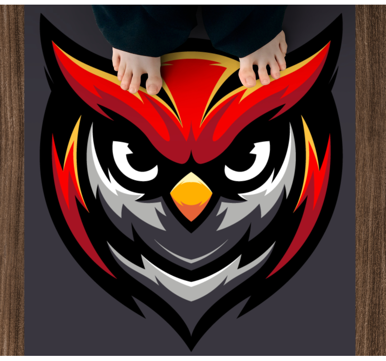 Alfombra vinílica juvenil gráfico de búho en negrita - TenVinilo