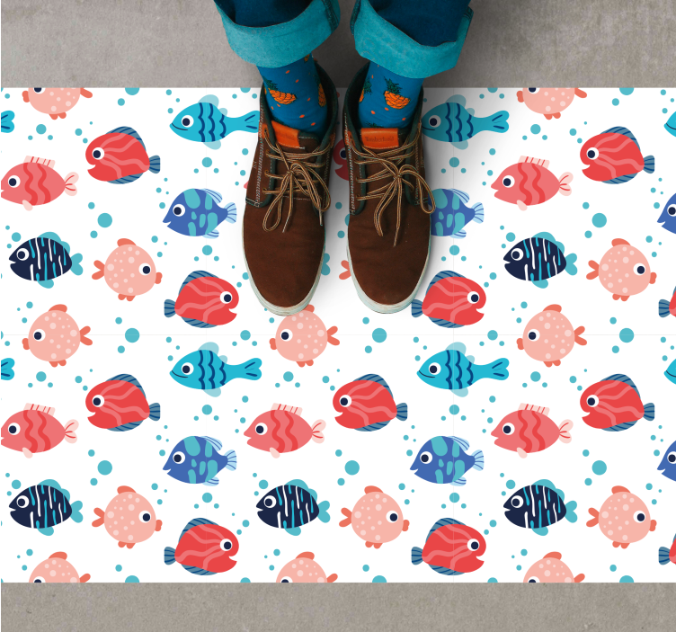 Alfombra vinílica infantil motivos de peces vibrantes - TenVinilo