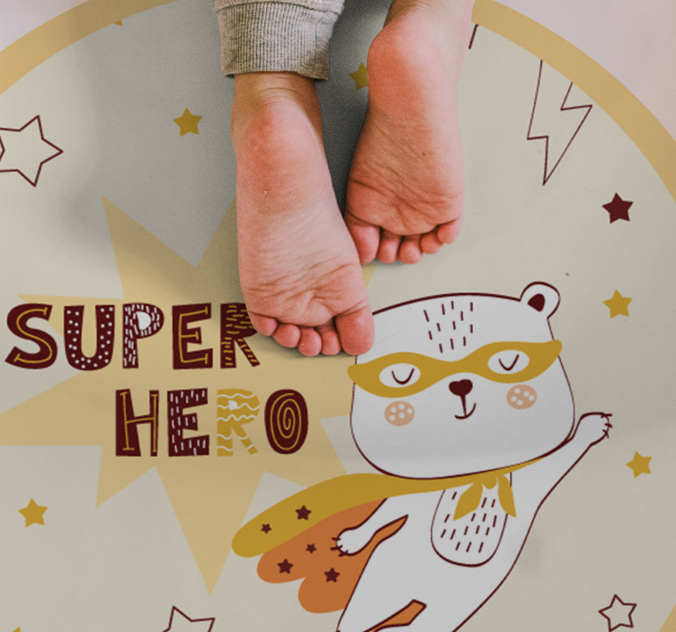 Alfombra vinílica infantil oso superhéroe - TenVinilo
