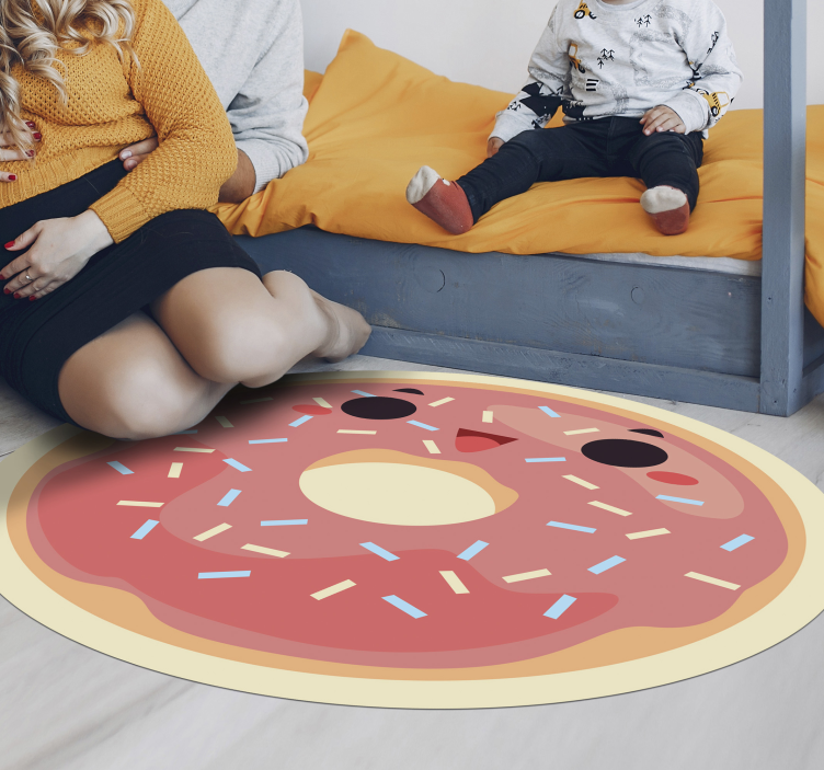 Alfombra de vinilo infantil Rosquilla de cara feliz - TenVinilo