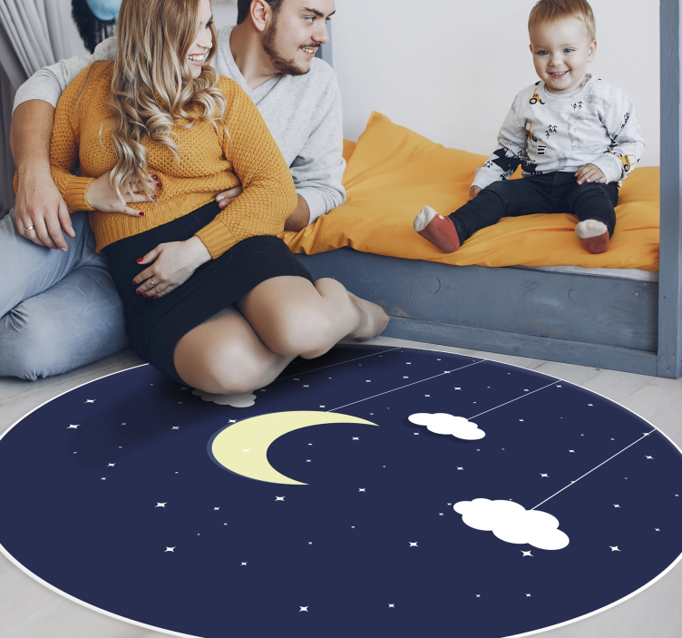 Alfombra vinílica infantil tema de la noche estrellada - TenVinilo