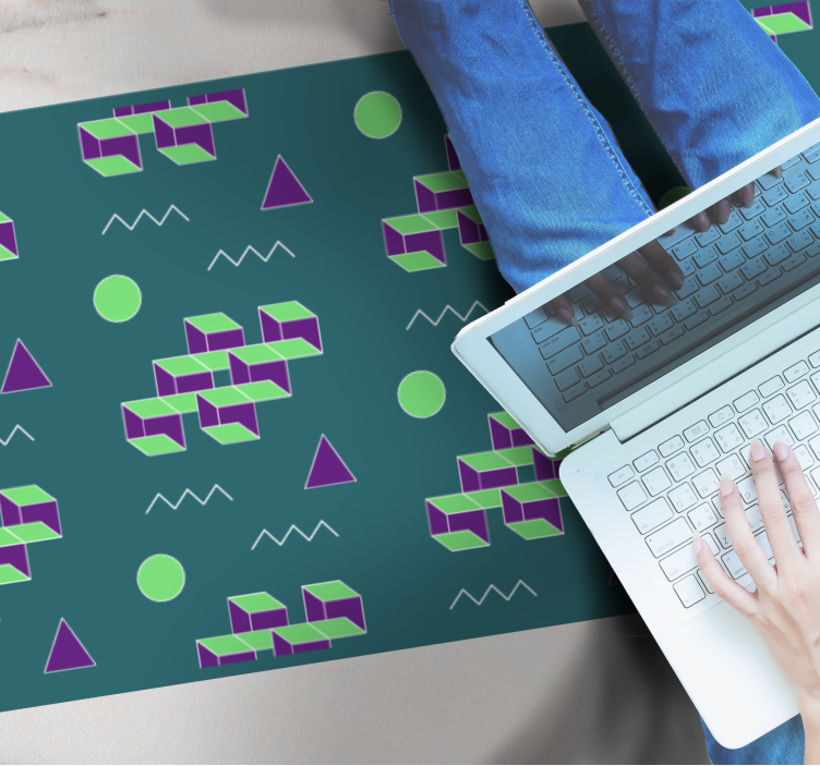 Alfombra vinílica vintage formas de bloques de colores - TenVinilo