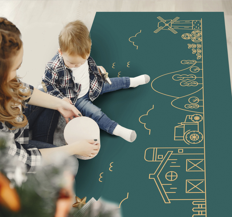 Alfombra vinílica juegos juego educativo de granja - TenVinilo