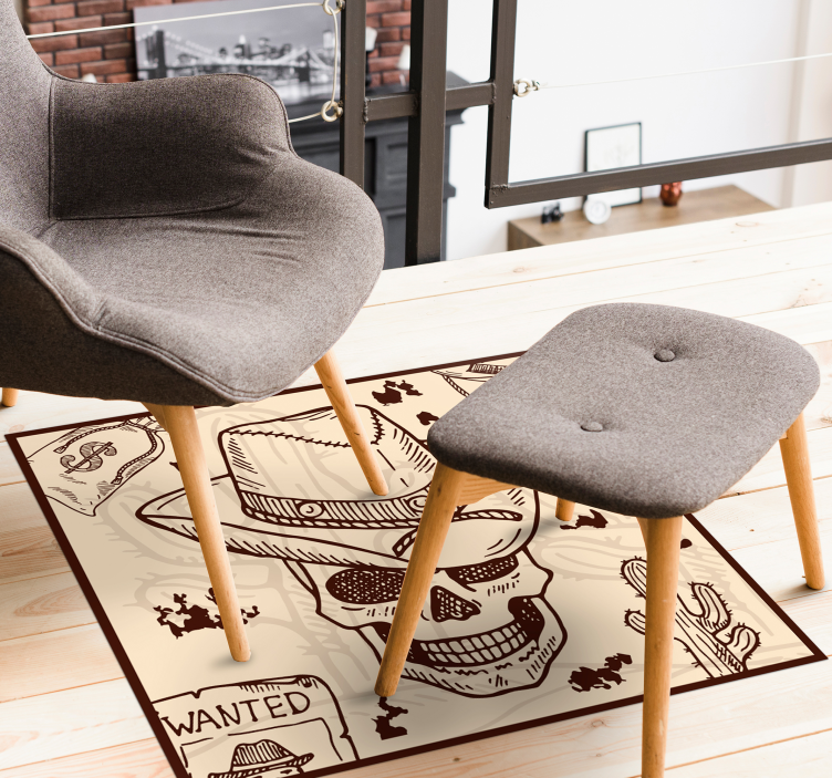 Alfombra vinílica juvenil ilustración temática occidental - TenVinilo