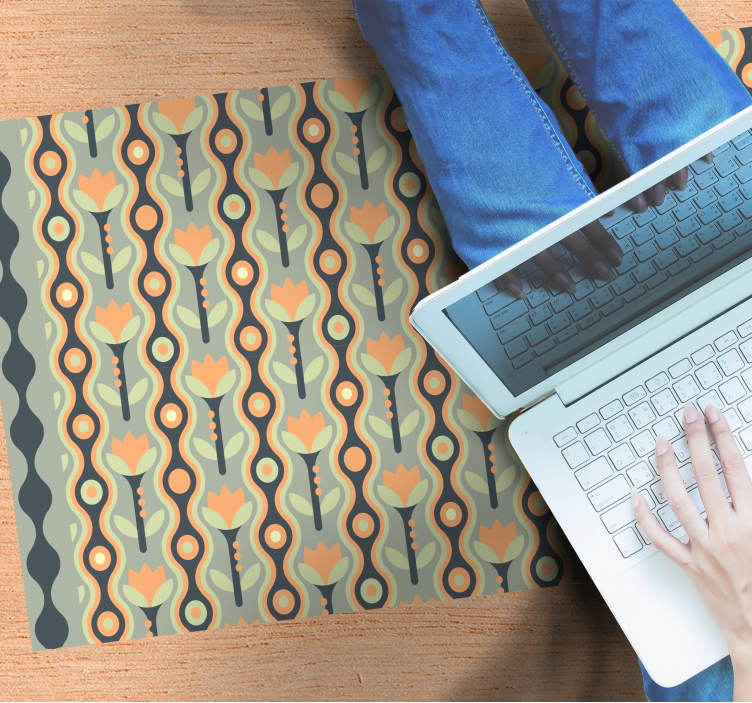 Alfombra vinílica juvenil patrón floral estilizado - TenVinilo