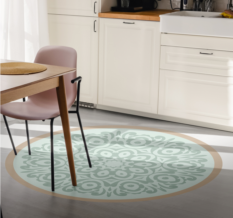 Alfombra vinílica mandala arreglo botánico redondo - TenVinilo