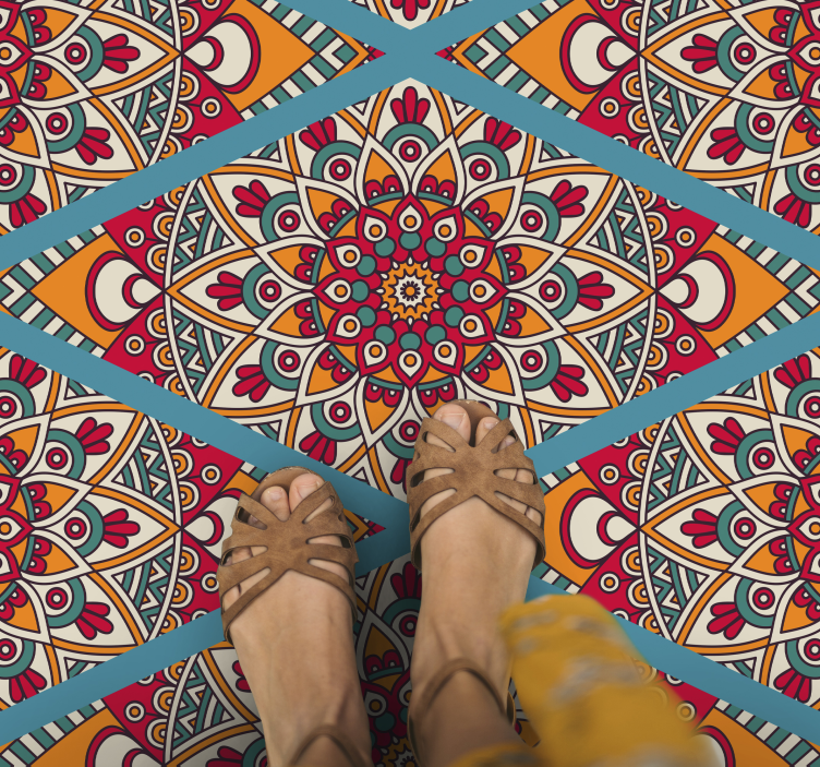 Alfombra vinílica mandala concepto colorido y vibrante - TenVinilo