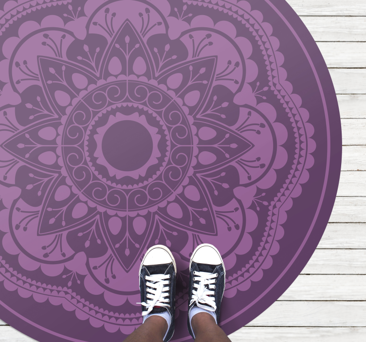 Alfombra vinílica mandala diseño circular morado - TenVinilo
