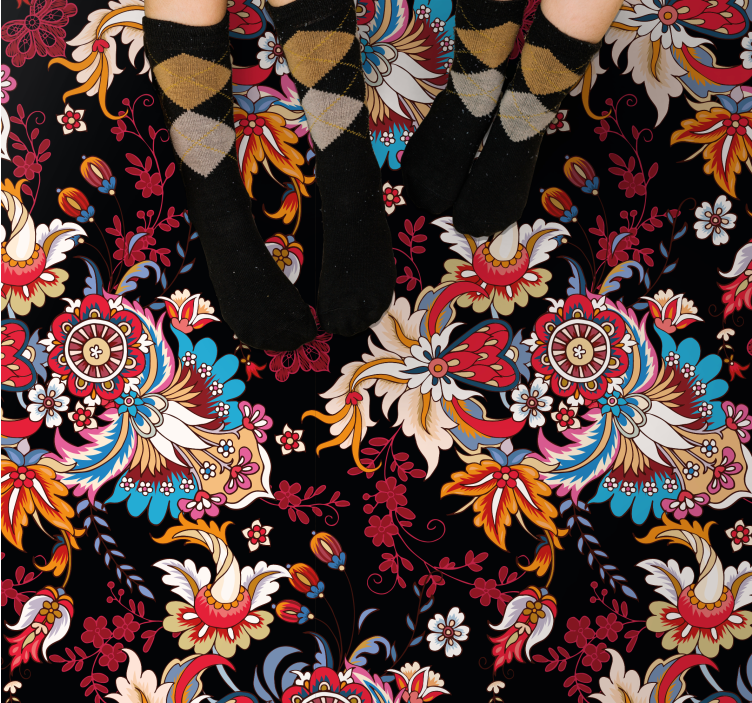 Alfombra vinílica mandala inspiración botánica - TenVinilo