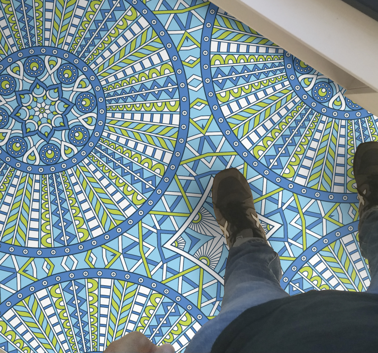 Alfombra vinílica mandala patrones geométricos elegantes - TenVinilo