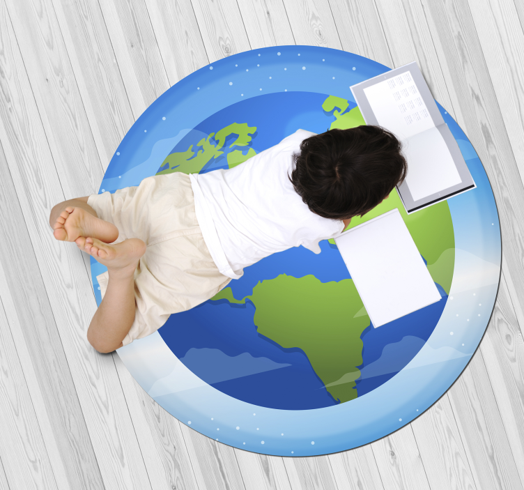 Alfombra vinílica mapa bola del mundo - TenVinilo