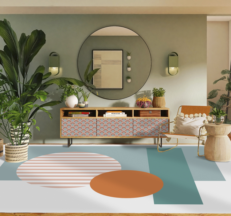 Alfombra vinílica moderna círculos geométricos soleados - TenVinilo